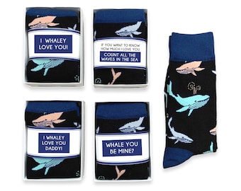 Whaley Love you, Funny, Whale Socks, Unisex, Daddy Gift, Father's Day, love you, puns card, Whale Animal Lover, Anniversary Gift for husband