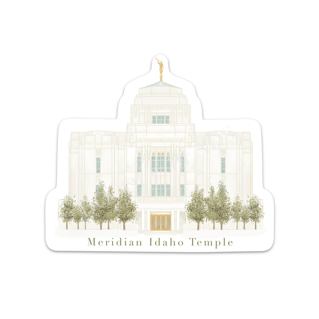 Meridian Idaho LDS Temple Sticker, Watercolor Temple Art Vinyl Decal ...