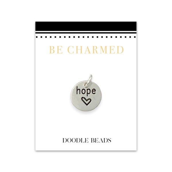 Dainty Silver or Gold Hope Charm for Necklace or Bracelet, Small Round Stamped Word Charm with Jump Ring, Jewelry Making Supplies, Bulk