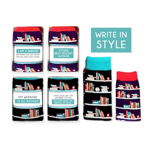 Writer Gifts, New Author Gift, Book Socks with Funny Sayings, Novelist, Gifts for Writers, Book Editor, Literature Professor, Write in Style