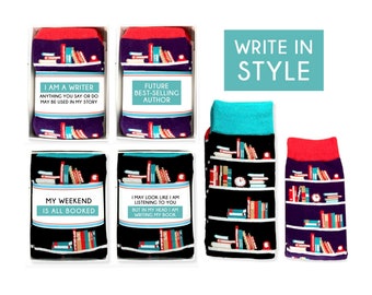 Writer Gifts, New Author Gift, Book Socks with Funny Sayings, Novelist, Gifts for Writers, Book Editor, Literature Professor, Write in Style