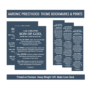 Aäronisch-priesterschapsthema, jongemannenthema, geliefde zoon van God, jeugdthema-afdrukken, LDS, YM-thema bladwijzers, hand-outs, 5 x 7 kunstafdrukken