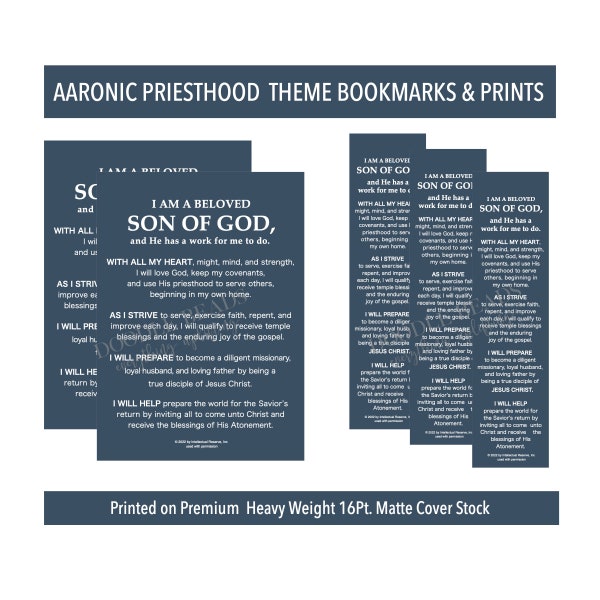 Aaronic Priesthood Theme, Young Men Theme, Beloved Son of God, Youth Theme Prints, LDS, YM Theme Bookmarks, Handouts, 5x7 Art Prints