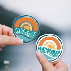 Go Be Great, Naklejki z motywującym cytatem na sukces, Prezent na ukończenie szkoły, Zachęcające naklejki na butelki z wodą, laptopy, Wodoodporna naklejka