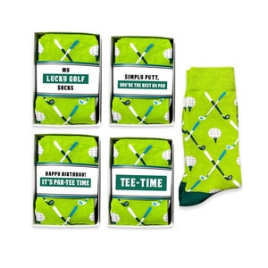 Regalos de golf para él, calcetines de golf de la suerte para hombres, hora del partido, regalos divertidos de golf para amigos golfistas, cumpleaños, hora del partido, embalaje en caja de regalo