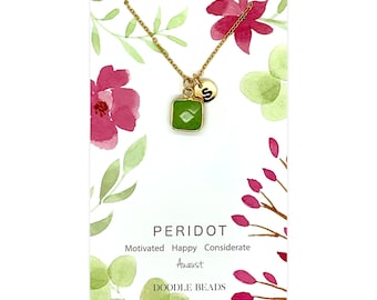 Personalized Peridot Necklace, August Birthstone Necklace, Custom Initial Necklace, Bridesmaid Necklace, Birthday Gift Her, Peridot Jewelry