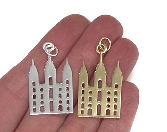 Salt Lake City Temple charms, LDS Salt Lake Temple Charms, Pendant Jewelry, Gifts, silver or gold, three size options,  Utah mormon temple