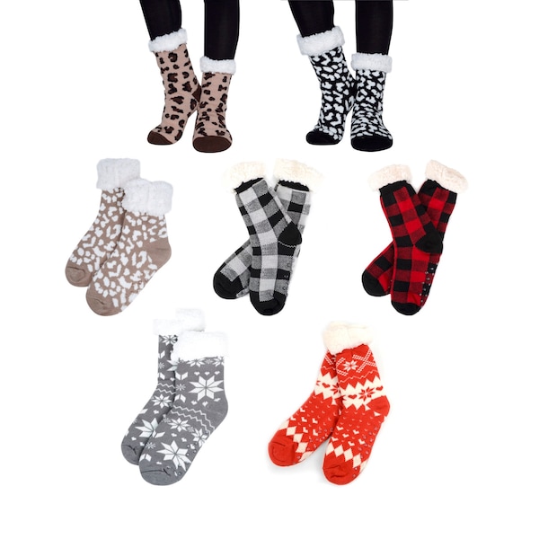 A2Z 4 Kids Boys Soft Fluffy Slipper Socks – Warm Winter Non-Slip Gripper, Stars