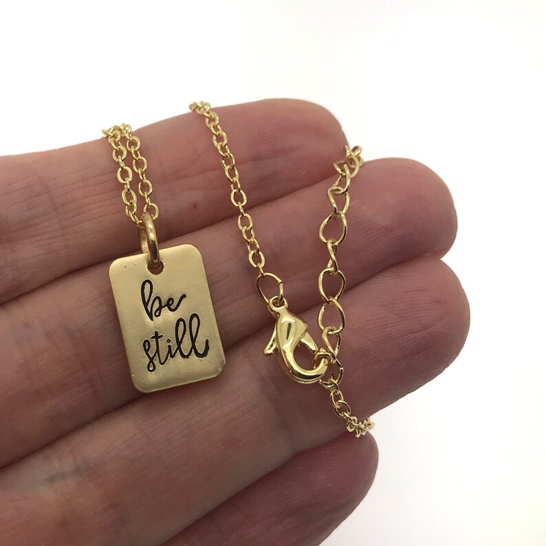 Be Still Psalms 46:10 hanger ketting, christelijk geloof cadeau voor vrouwen, religieuze bijbelvers sieraden, wees stil en weet dat ik God ben afbeelding 8