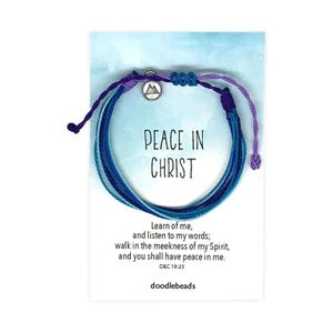 Paz en Cristo, regalo religioso para adolescentes, pulsera de hilo, pulsera de hilo con dije, tarjeta con versículo de las Sagradas Escrituras, ideas de regalo de joyería cristiana