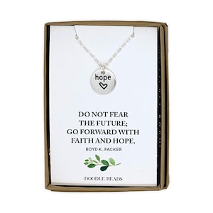 Hoffnung Halskette mit Glaube Hoffnung Zitat Karte, keine Angst, beruhigende Positivität Schmuck, Ermutigung Geschenk, Angst Halskette, aufbauender Schmuck
