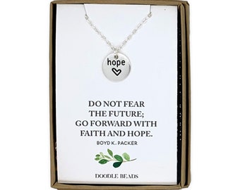 Hope Necklace with faith hope quote card, Do not fear, Calming Positivity Jewelry, Encouragement Gift, Anxiety Necklace, Uplifting Jewelry