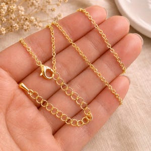 Dainty Silver or Gold Necklace Chain Adjustable Extension, 14", 16", 18" lengths, Thin Chain Necklace Oval Links, SMALL 1.5mm - 2mm links