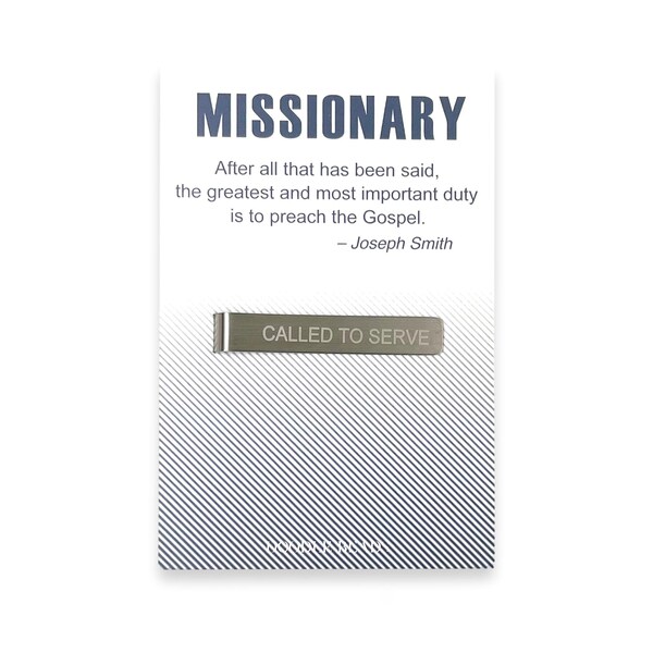 LDS Missionary Tie - Black Stripe With “Called To Serve” Tie Clip, 58 Inch, Gift Box Included