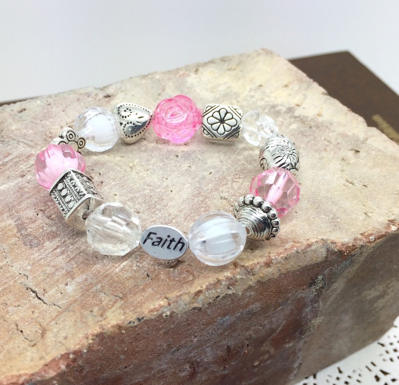 LDS Baptism Gift for Girl Beaded Faith Bracelet Baptismal Etsy