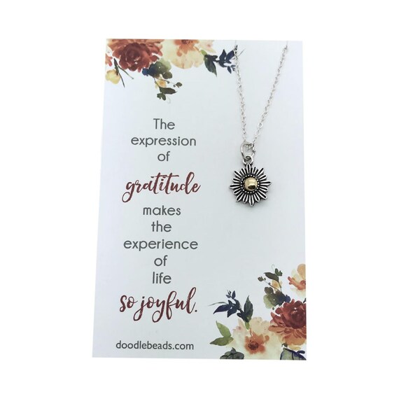Remerciements Cadeau Collier Tournesol Avec Citation De La Carte L Expression De La Gratitude Fait L