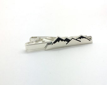 Groomsmen gift, Mountain Tie Clip, Silver Mountain Tie Bar, Gift for Groomsmen, groomsman gift, father of the groom, gift for grandfather