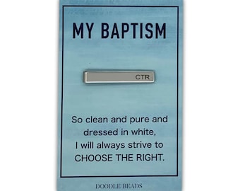 Church of Jesus Christ Baptism gift for boys, CTR Tie Bar, My baptism,  its great to be eight, baptism present, baptismal preview gift