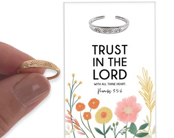 LDS YW theme, Trust in the Lord 2022,  Young Women Theme Ring, Jewelry, Youth Theme, Gifts, Silver or Gold Sun Ring & Card, YW Birthday Gift