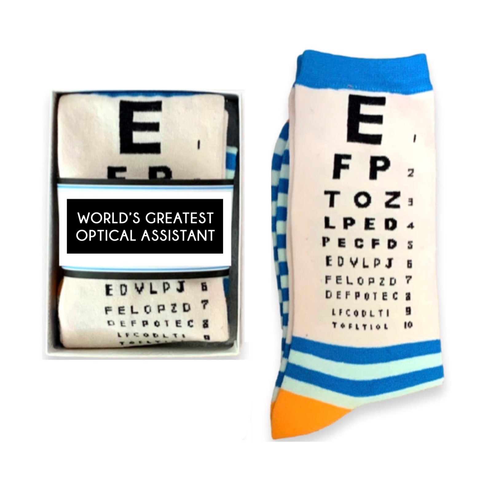 Funny Eye Chart Socks for Women, for Men, Sock Wrap Card, Optometry