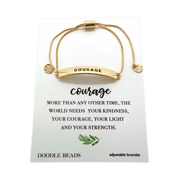 Courage Armband für Frauen, Mut Schmuck, Mitarbeiter oder Team Motivationsgeschenk, stark sein, Ermutigung Geschenk, Positive Vibes, Stärke