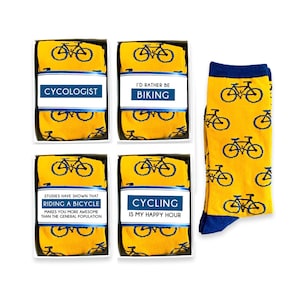 Cycling Gifts for Men, Novelty Bicycle Socks For Men, Unisex, Funny Bike or Cyclist Sock Wrap Puns, Quote, Cycologist, Cycling Happy Hour