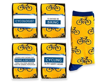 Cycling Gifts for Men, Novelty Bicycle Socks For Men, Unisex, Funny Bike or Cyclist Sock Wrap Puns, Quote, Cycologist, Cycling Happy Hour