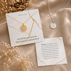 Loss of Loved One Kintsugi Healing Necklace, Miscarriage Sympathy Gift for Her, Comfort Bereavement, Earth Has No Sorrow Heaven Cannot Heal