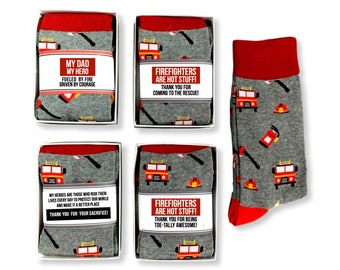 Fireman Fun Socks Thank you appreciation Gift, Firefighter Gifts, Firefighters are hot stuff Thank you for coming to the Rescue, Fireman Dad