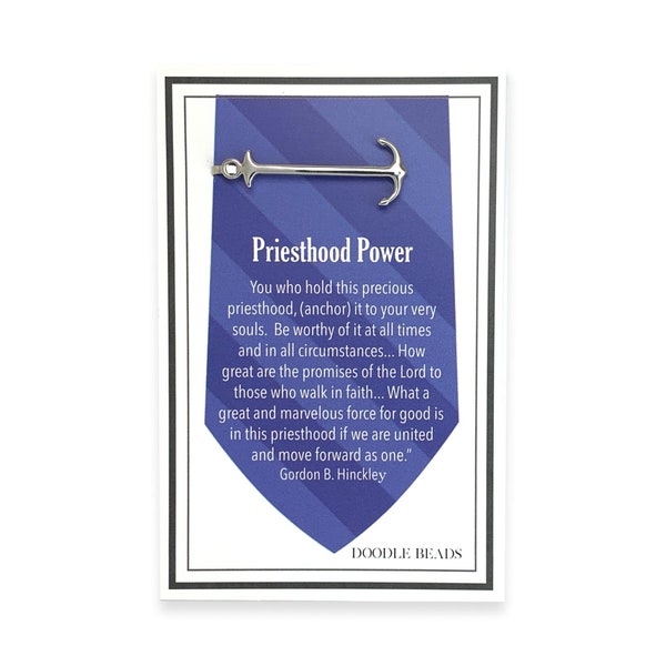 LDS Aaronic Priesthood Quorum Gifts for Young Men Priesthood Preview Gift, Priesthood Ordination, Anchor Tie Clip with Priesthood Quote Card