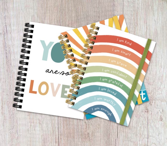 Kids Journals, Cute, Affirmation Gifts for Girls or Boys, Positivity Journal,  Children's Diary, Hard Cover, Lined Notebook, Spiral Bound 