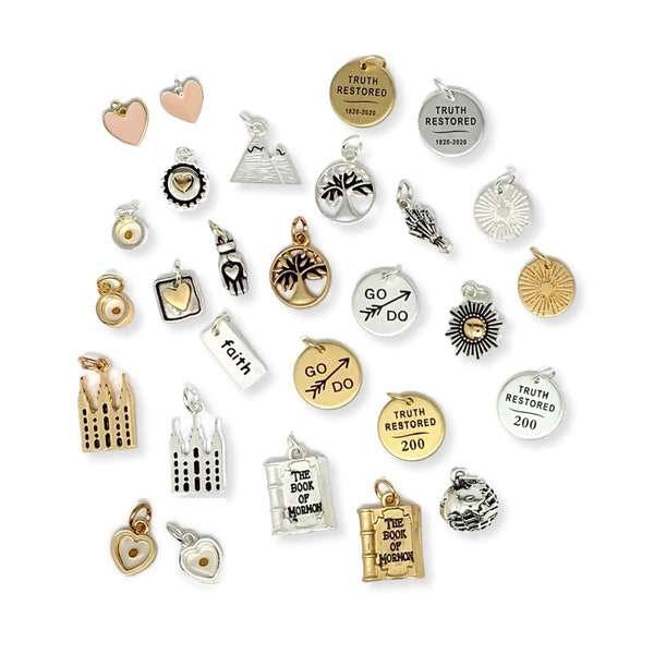 A Great Work 2021 LDS Youth Theme, Young Women Theme Charms YW Gifts, Girls Camp, charms for bracelets, heart, faith, temple, mountain, sun