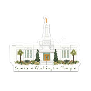 Adesivo do Templo de Spokane Washington, decalque de vinil aquarela do Templo SUD para garrafa de água, diário, arte dos Templos SUD, presente missionário