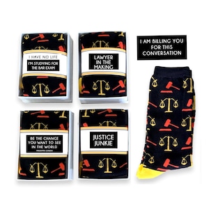 Lawyer gifts for Him, Her, Law school, Graduation gift, lawyer in the making, funny novelty law and order justice socks for Men, Women, grad