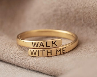 Walk with Me 2026 LDS Youth Theme Adjustable Ring, Popular Silver or Gold Wrap Ring for YW, Engraved Jewelry, Missionary or YW Birthday Gift