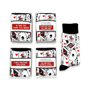 Playing Cards Family Friends Game Night Gifts, Lucky Card Game Novelty Socks, Ace of Spades, King of Hearts, Solitaire Lover, Party favor