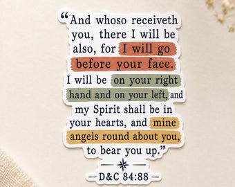 LDS Missionary Scripture Sticker, D&C 84:88 Angels Round About You, Waterproof Water Bottle Decal