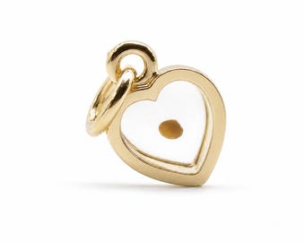 Ciondolo a forma di semi di senape in argento o oro, ciondolo a forma di cuore rotondo con veri semi di senape, ciondolo cristiano ispiratore, per bracciale, collana