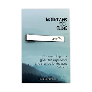Fermacravatta a forma di montagna con biglietto, montagne da scalare, regalo motivazionale, regalo di incoraggiamento per lui, regalo motivazionale per uomo, fermacravatta a forma di montagna