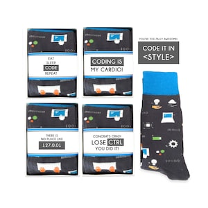 Software Developer Gift, Computer Coding Tech Socks for IT Team, Engineer, Programmer, Coder, Graduation gift ideas, Computer IT Geek, Nerd