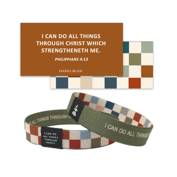 2023 Youth Theme Bracelets for YM and YW I can do all things through Christ Gift, Stretch Reversible Wristband & scripture bible verse card