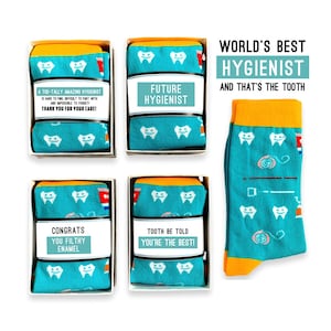 Regali per igienisti dentali, laurea, apprezzamento, regalo di ringraziamento, congratulazioni laureati, calzini da uomo o da donna con motivo a denti.