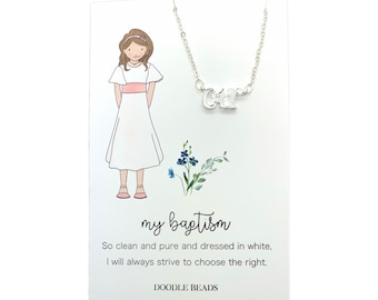 LDS Baptism gift for girls, CTR Necklace, Jewelry Baptism Necklace & Card quote, baptismal preview, choose the right, primary birthday gift