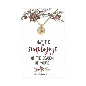Collar navideño para mujer, para ella, Ideas de regalo de joyería navideña para compañeras de trabajo, para amigas, Collar Joy y tarjeta navideña, Tema navideño