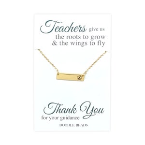 Mentor Tutor Lehrer Dankeschön Geschenke, Lehrer Wertschätzung Schmuck, College Professor Mentor Geschenk für sie, Blatt Bar Halskette & Kartenzitat