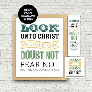 2025 LDS Youth Theme Look Unto Christ Digital Printable Poster, Bookmarks, Tags Handouts, Scripture D&C 6:36, Bold Uplifting Word Art Design