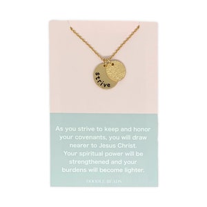 Junge Frauen Schmuck, Schwester Missionar Geschenk, Strive Halskette mit Karte, Strive to be, Die Kirche von Jesus Christ, LDS Geschenke für YW, Tochter