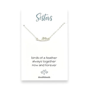 Cadeau collier de soeurs avec carte de citation, oiseaux d'une plume, collier en argent deux oiseaux sur une branche, bijoux de soeur, meilleur ami, soeurs pour toujours