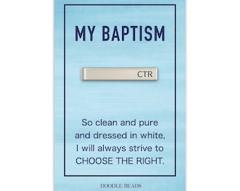 Regalo de bautismo de la Iglesia de Jesucristo para niños, pasador de corbata CTR, Mi bautismo, es genial tener ocho años, regalo de bautismo, regalo de anticipo de bautismo