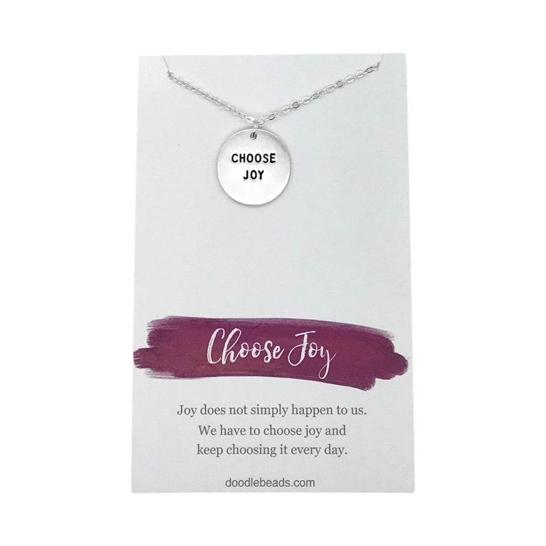 Silver or Gold Choose Joy Necklace with card joy pendant Etsy